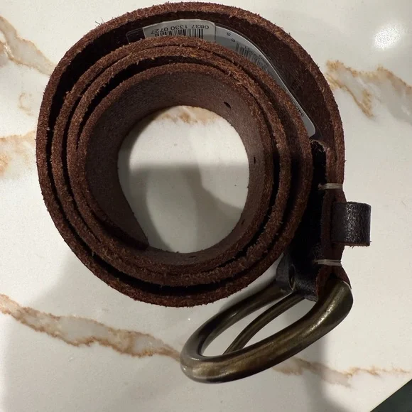 Brand New NWT Frye Dark Brown Distressed Leather Brass Belt Women’s Small S - Picture 3 of 5
